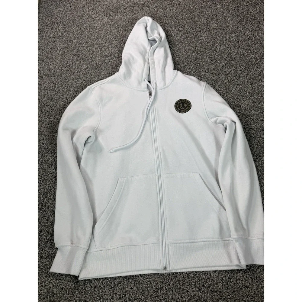 True Religion Full Zip Hoodie Size Medium White
